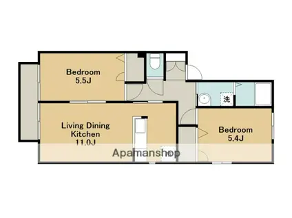 グランシャリオ岩野(2LDK/1階)の間取り写真