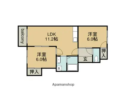 サンシャイン90(2LDK/1階)の間取り写真