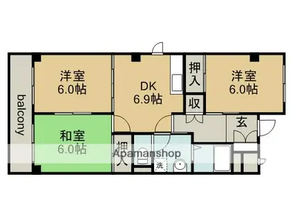 ハイムフロイデⅠ(3DK/3階)の間取り写真