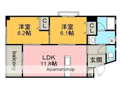 メゾンボヌール(2LDK/3階)の間取り写真