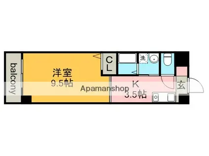 YOSHIX中新(1K/3階)の間取り写真