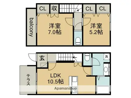メゾン・ド・ル・シエル・ブリュ(2LDK)の間取り写真