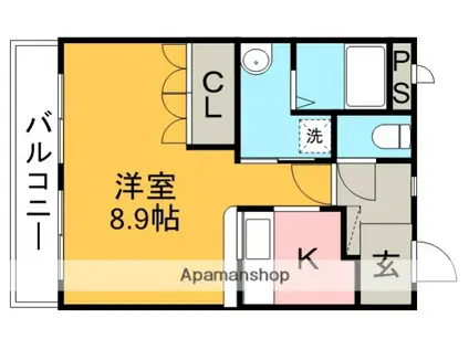 ウイングコート(1K/2階)の間取り写真