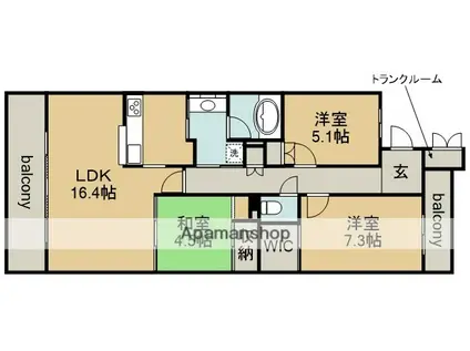 グランドメゾン勝川ネクシティウエストコート(3LDK/10階)の間取り写真