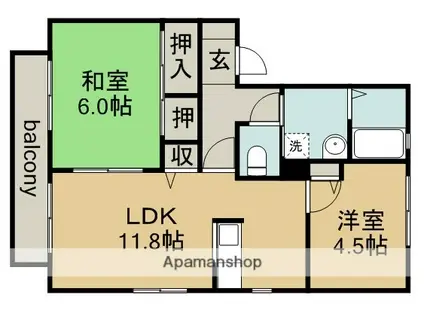 メゾンカメリア D棟(2LDK/2階)の間取り写真