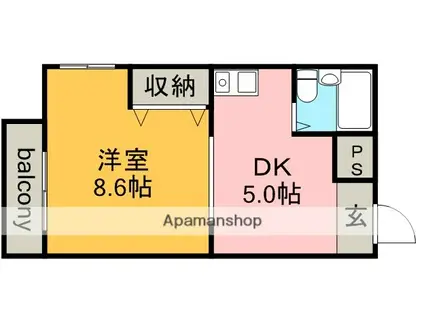 エグゼクティブ33(1DK/4階)の間取り写真