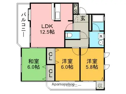 ヴェルナチュール(3LDK/3階)の間取り写真
