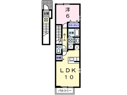 パラッツォⅠ(1LDK/2階)の間取り写真