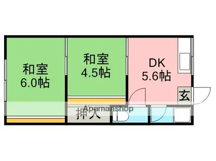 コーポ豊和(2DK/2階)の間取り写真