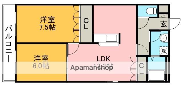 エリートハイツ(2LDK/2階)の間取り写真