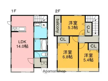 中央本線 勝川駅(JR) 徒歩31分 2階建 築12年(3LDK)の間取り写真
