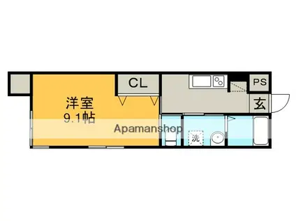 BELL CRANE(1K/2階)の間取り写真