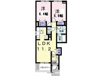 リバーサイドガーデンイースト(2LDK/1階)の間取り写真