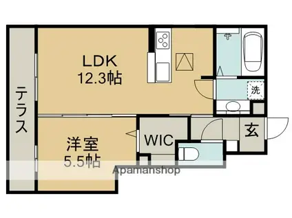 ブランドール勝川(1LDK/1階)の間取り写真