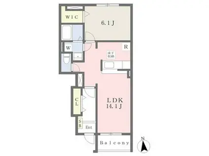 ドクターバード E棟(1LDK/1階)の間取り写真