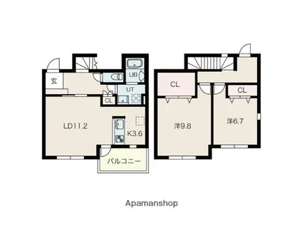 ベリアス マーベル(2LDK/1階)の間取り写真