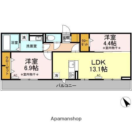 ボワ ドゥ ブローニュ(2LDK/3階)の間取り写真