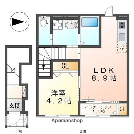 FOREST志水(1LDK/2階)の間取り写真