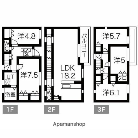 中央本線 勝川駅(JR) 徒歩12分 3階建 築6年(5LDK)の間取り写真
