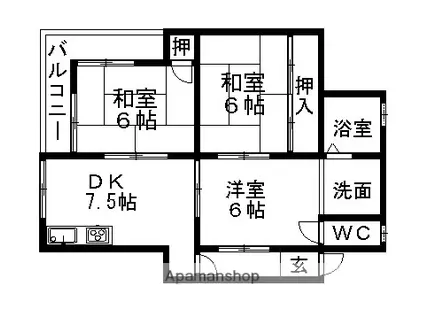 コーポノザキNO3(3DK/2階)の間取り写真