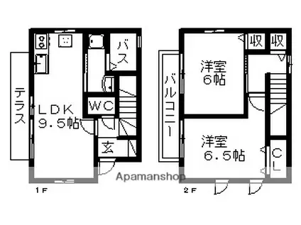 名鉄小牧線 味美駅(名鉄) 徒歩36分 2階建 築16年(2DK)の間取り写真