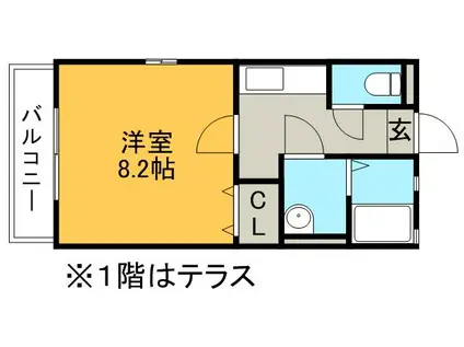 GRACIA(1K/1階)の間取り写真