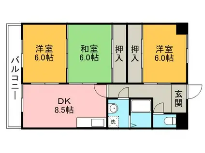 フォレスト勝川(3DK/5階)の間取り写真