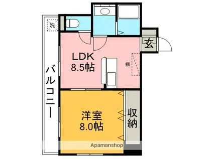 新豊ビル(1LDK/6階)の間取り写真