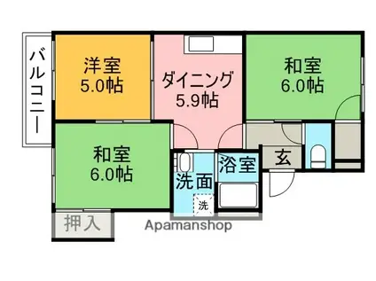 パークハイツ・ナカムラ(3DK/2階)の間取り写真