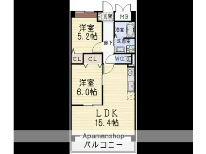 グリーンランド弐番館(2LDK/3階)の間取り写真