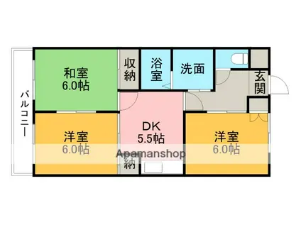 ハイツ北外山(3DK/1階)の間取り写真