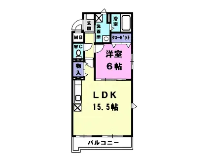 フォルシュ22(1LDK/2階)の間取り写真