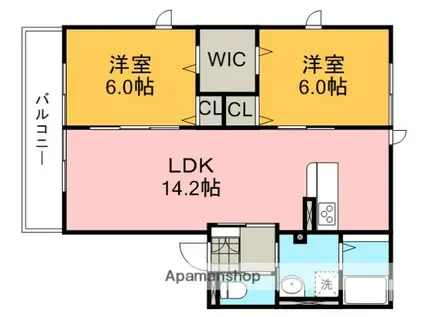 ラフォーレ A棟(2LDK/1階)の間取り写真