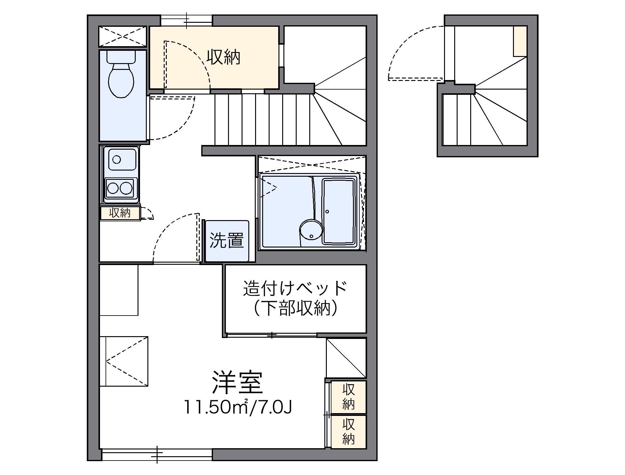 レオパレスストリームⅢ(1K/2階)の間取り写真