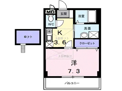 セレーノ(1K/2階)の間取り写真