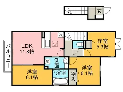 グリーンフィールドM(3LDK/2階)の間取り写真
