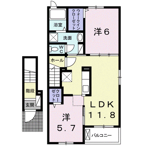 ビックベン Ⅱ(2LDK/2階)の間取り写真