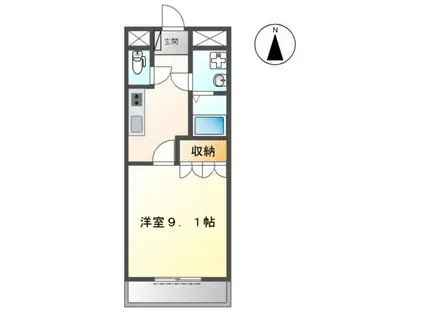 ルミエール21(1K/1階)の間取り写真