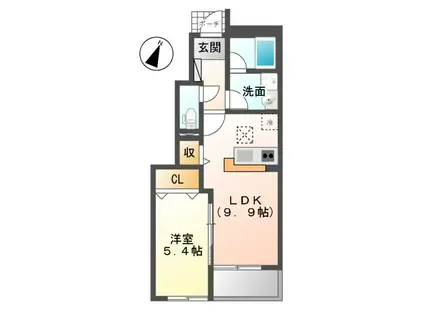 名鉄犬山線 江南駅(愛知) バス乗車時間:4分 緑ヶ丘バス停で下車 徒歩5分 2階建 築11年(1LDK/1階)の間取り写真