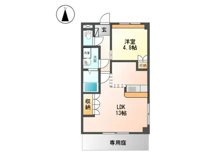 エバーハイツ(1LDK/1階)の間取り写真