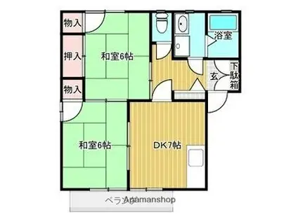 ウッドパレス旭(2DK/2階)の間取り写真