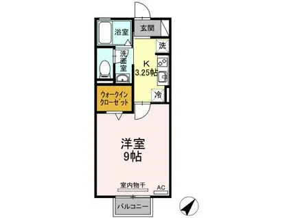 ヴォラーレⅠ(1K/2階)の間取り写真