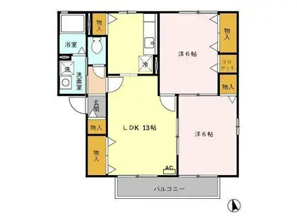 ファミール南山A(2LDK/2階)の間取り写真