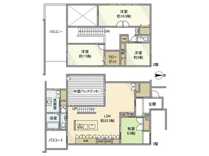 名鉄小牧線 小牧口駅 徒歩8分 2階建 築13年(4LDK)の間取り写真
