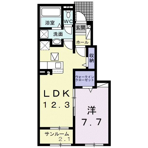 アルメリア(1LDK/1階)の間取り写真