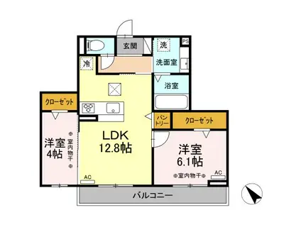 ラティペース(2LDK/2階)の間取り写真
