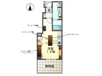 名古屋市鶴舞線 上小田井駅 徒歩19分 2階建 築1年(ワンルーム/1階)の間取り写真