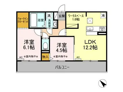 ヴィラ ウィステリア(2LDK/1階)の間取り写真