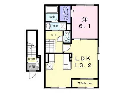 TST FUSO(1LDK/2階)の間取り写真