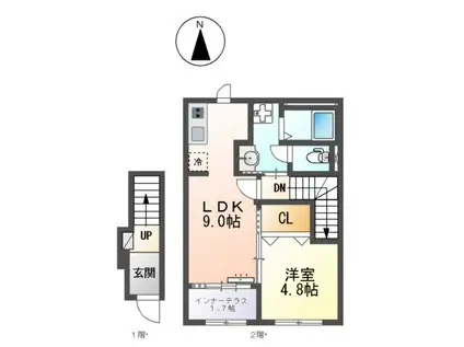 大口町 (1LDK/2階)の間取り写真